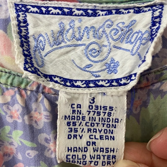 Vintage Pudding Shop April Cornell Dress Size 3 Purple Floral Sleeveless Button - Picture 5 of 11